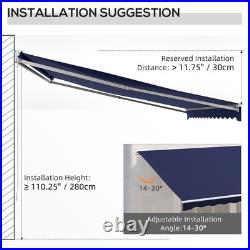 Outsunny 16' x 10' Electric Retractable Awning with Remote Controller, Dark Blue
