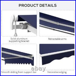 Outsunny 16' x 10' Electric Retractable Awning with Remote Controller, Dark Blue