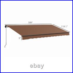 Outsunny 16' x 10' Patio Retractable Awning Sunshade Shelter, Brown