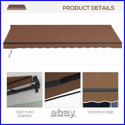 Outsunny 16' x 10' Patio Retractable Awning Sunshade Shelter, Brown