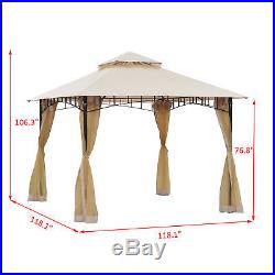 Outsunny 2-tier 10'×10' Gazebo Canopy Patio Shelter Awning Tent Outdoor Garden