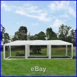 Outsunny 30' x 10' Pop Up Canopy Party Tent with Mesh Side Walls White/Black