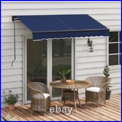 Outsunny 8' x 6.5' Patio Retractable Awning Sunshade Shelter, Blue