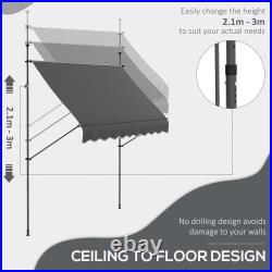 Outsunny Freestanding Retractable Awning, Non-Screw