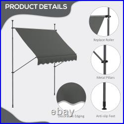 Outsunny Freestanding Retractable Awning, Non-Screw