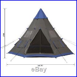 Outsunny Large 6-Person Metal Teepee Camping Tent with Portable Carrying Bag