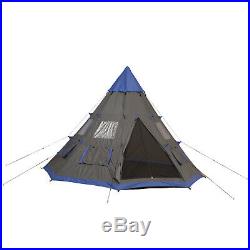 Outsunny Large 6-Person Metal Teepee Camping Tent with Portable Carrying Bag