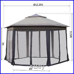Outsunny Outdoor Instant Shelter Double Roof Hexagon Patio Gazebo