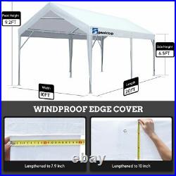 PEAKTOP OUTDOOR 10 x 20 ft Carport Canopy Heavy Duty Shed Garage Storage Shelter
