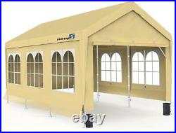 PEAKTOP OUTDOOR Adjustable Carport Canopy Outdoor Heavy Duty Garage Tent 10X20FT