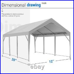 PEAKTOP OUTDOOR Heavy Duty Carport Car Shelter Garden Shed Boat Cover 12X20FT US