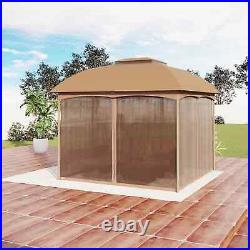 PHI VILLA 10x10 Canopy Double-roof Outdoor Gazebo with Mesh Netting Curtains