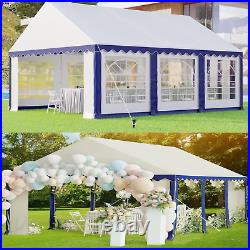 PHI VILLA 13'x26' Canopy Shelter Gazebo Wedding Party Tent Outdoor White&Blue
