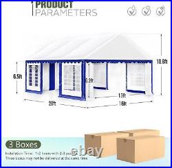 PHI VILLA 13'x26' Canopy Shelter Gazebo Wedding Party Tent Outdoor White&Blue