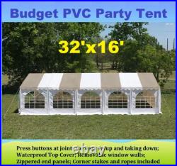 Party Wedding Tent Shelter Canopy with Waterproof Top 32'x16' Budget PVC Sand
