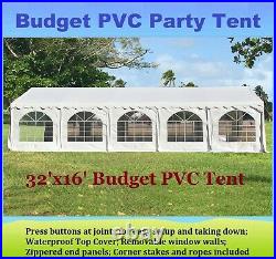 Party Wedding Tent Shelter Canopy with Waterproof Top 32'x16' Budget PVC White