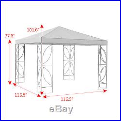 Patio 10'x10' Square Gazebo Canopy Tent Steel Frame Shelter Awning WithGray Cover