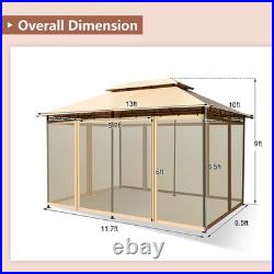 Patio 2-Tier 10'x13' Steel Gazebo Canopy Tent Shelter Garden Outdoor Netting