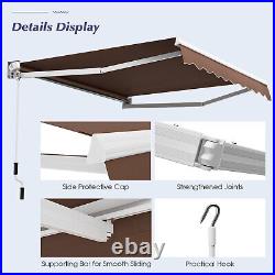 Patio 8' x 6.6' Retractable Awning Sunshade Shelter withManual Crank Handle Coffee