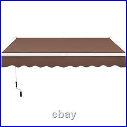 Patio 8' x 6.6' Retractable Awning Sunshade Shelter withManual Crank Handle Coffee