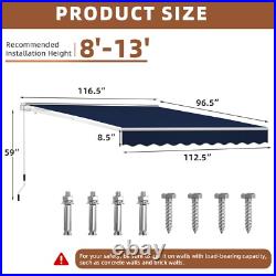 Patio Awning Manual Retractable Outdoor Sun shade Canopy Deck Shelter 3 SIZE