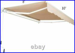 Patio Awning Manual Retractable Sun Shade Canopy Outdoor Deck Shelter 4 Size