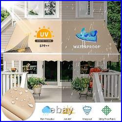 Patio Awning Manual Retractable Sun Shade Outdoor Canopy Deck Door Shelter 4Size