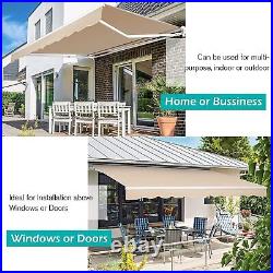 Patio Awning Manual Retractable Sun Shade Outdoor Canopy Deck Door Shelter 4Size
