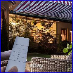 Patio Awning Motorized Retractable Sunshade Canopy Outdoor Deck LED Lights12x10