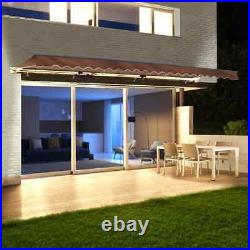 Patio Awning Motorized Retractable Sunshade Canopy Outdoor Deck LED Lights12x10