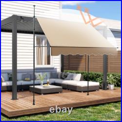 Patio Awning Retractable Awning Sunshade Shelter 6.5-10ft Height Adjustable