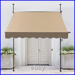 Patio Awning Retractable Awning Sunshade Shelter 6.5-10ft Height Adjustable