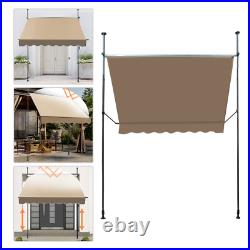 Patio Awning Retractable Awning Sunshade Shelter 6.5-10ft Height Adjustable