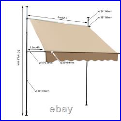 Patio Awning Retractable Awning Sunshade Shelter 6.5-10ft Height Adjustable