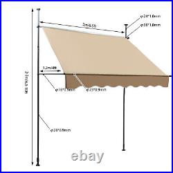 Patio Awning Retractable Awning Sunshade Shelter 6.5-10ft Height Adjustable NEW