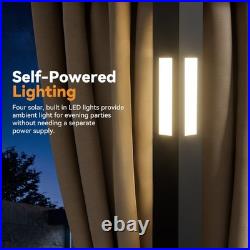 Patio Gazebo 10'x10' Netting and Curtain withLED Light & Bluetooth Speaker Khaki