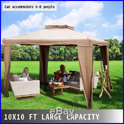 Patio Gazebo Canopy 10x10ft Outdoor 2Tier Tent Shelter Awning Steel withNetting