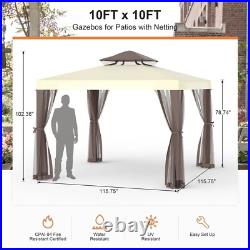 Patio Gazebo Tent Outdoor Canopy Shelter 10'x10' withMosquito Netting Shade