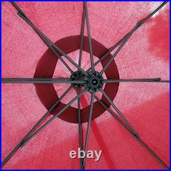Patio Hanging Umbrella 10' Offset Deck Outdoor Tilt Cantilever Canopy Burgundy