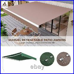 Patio Retractable 8/10 ft Manual Awning Canopy Backyard Door Sunshade Shelter