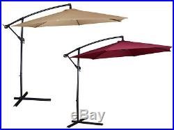 Patio Umbrella Offset 10' Hanging Garden Outdoor Market Canopy Umbrella Red Tan