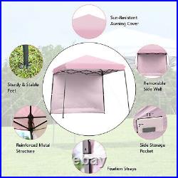 Patiojoy 10' X 10' Pop Up Tent Slant Leg Canopy With Roll-up Side Wall Pink