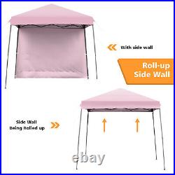 Patiojoy 10' X 10' Pop Up Tent Slant Leg Canopy With Roll-up Side Wall Pink
