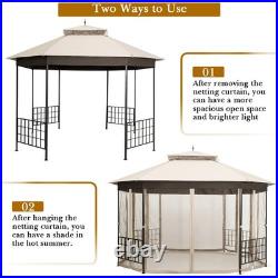 Patiojoy 10' x 12' Patio Gazebo Canopy Shelter Double Top WithNet Sidewalls Beige