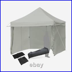 Patiojoy 5 Height Adjust Folding Tent 10x10ft Pop up Gazebowith Awning Grey