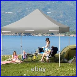Patiojoy 5 Height Adjust Folding Tent 10x10ft Pop up Gazebowith Awning Grey