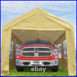 Peaktop Outdoor 10'x20' Carport Heavy Duty Car Shelter Garage Shed Storage Beige