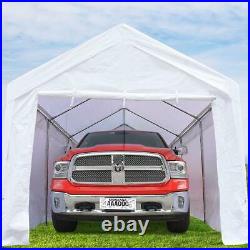 Peaktop Outdoor 10X20ft White Garage Shed Heavy Duty Carport Canopy Car Shelter