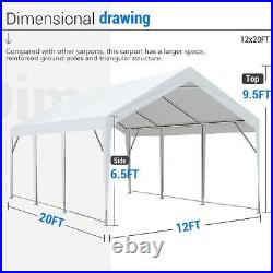 Peaktop Outdoor 12x20ft Heavy Duty Carport Storage Shed Car Shelter Canopy Tent