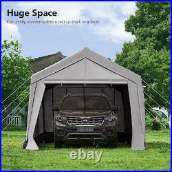 Peaktop Outdoor Gray 10'x20' Adjustable Height Heavy Duty Carport Garage Shed US